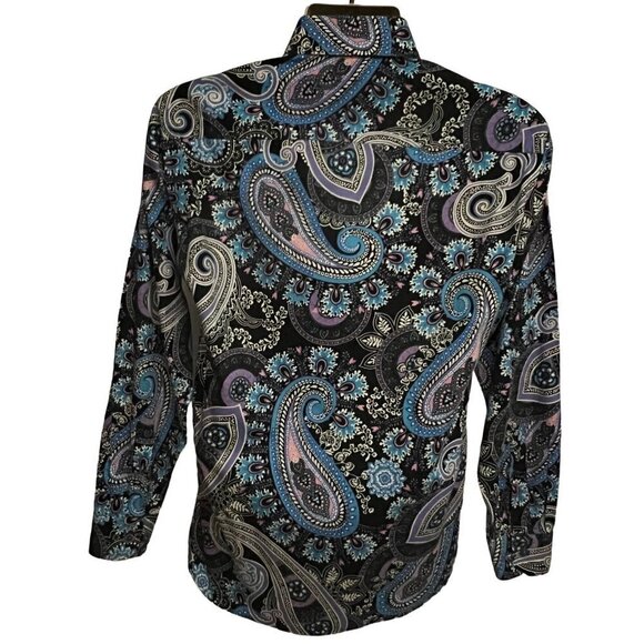 Jared Lang Mens Paisley Button Front Shirt Medium Cotton Sato 7689S Wearable Art - Picture 3 of 9
